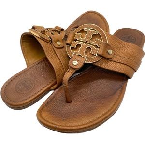 Tory Burch Amanda Royal Tan Leather Slide Size 9